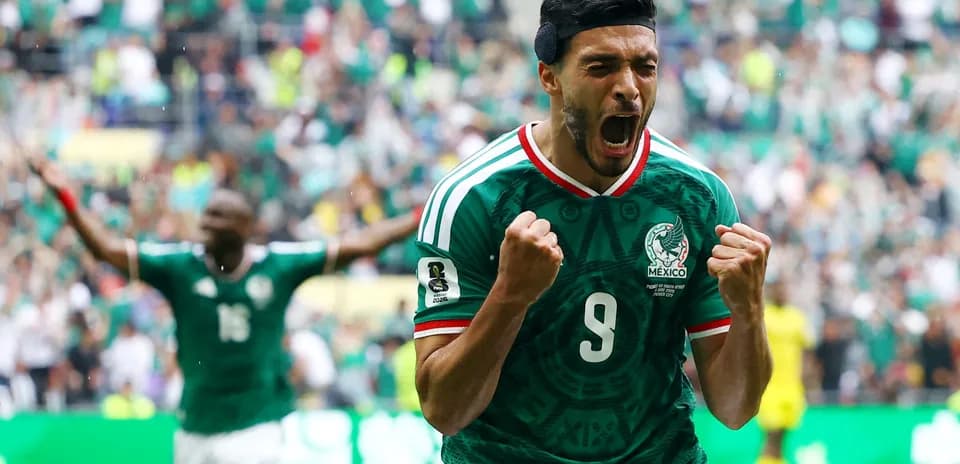 Player celebrating goal during Mexico match