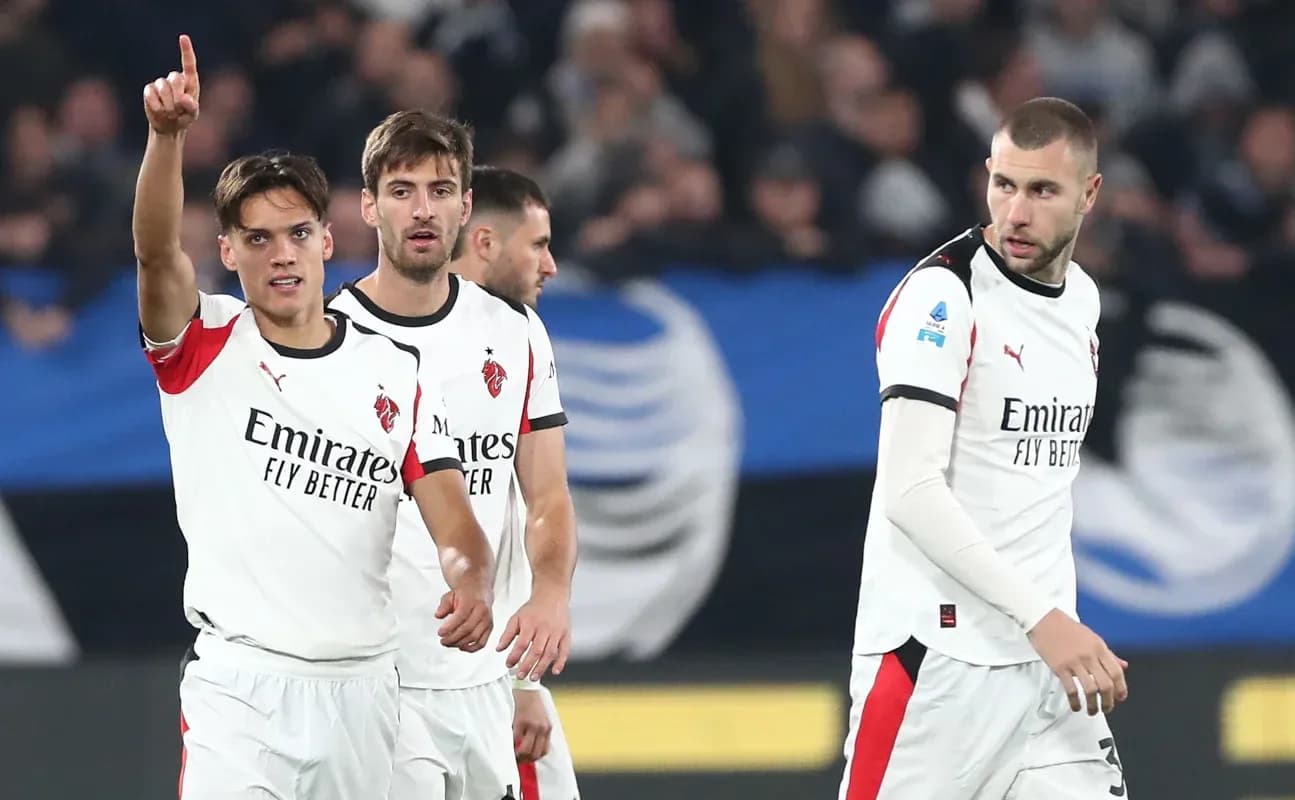 AC Milan players celebrating during Serie A match