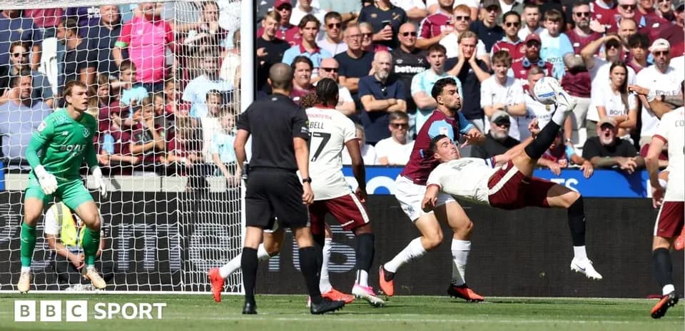 Player attempting bicycle kick near goal during match