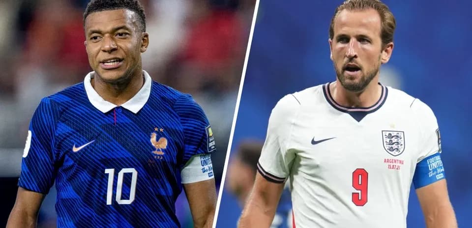 Mbappe and Kane before World Cup match