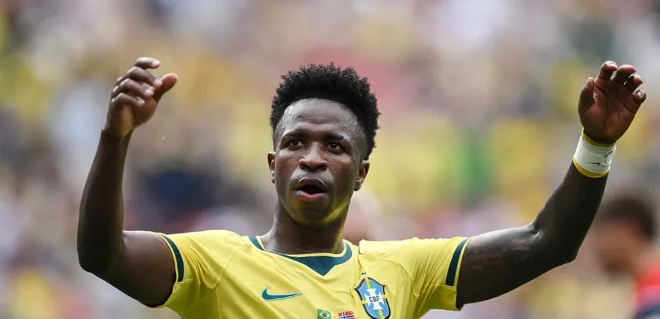 Brazilian player celebrating during a football match