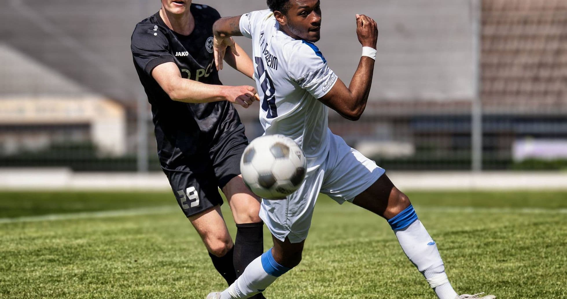 Player kicking ball during Monheim vs Germania Ratingen