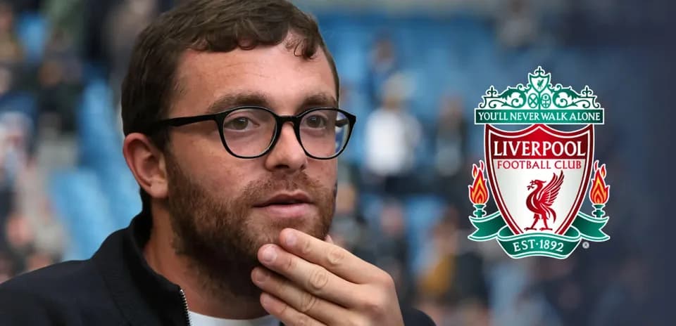 Person thinking with Liverpool FC logo in background