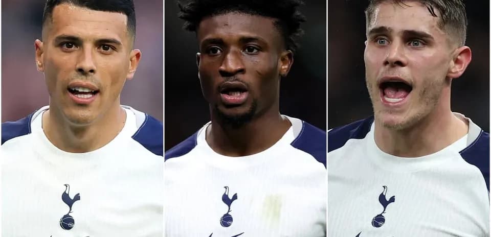 Three Tottenham players posing for the camera