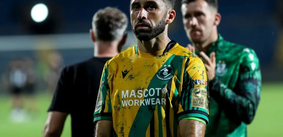 Shamrock Rovers player after UEFA match