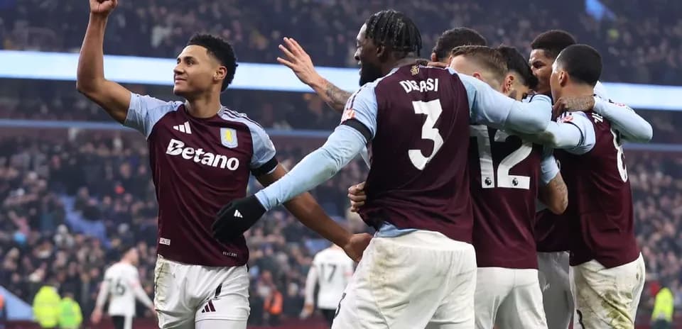 Aston Villa players celebrating a goal