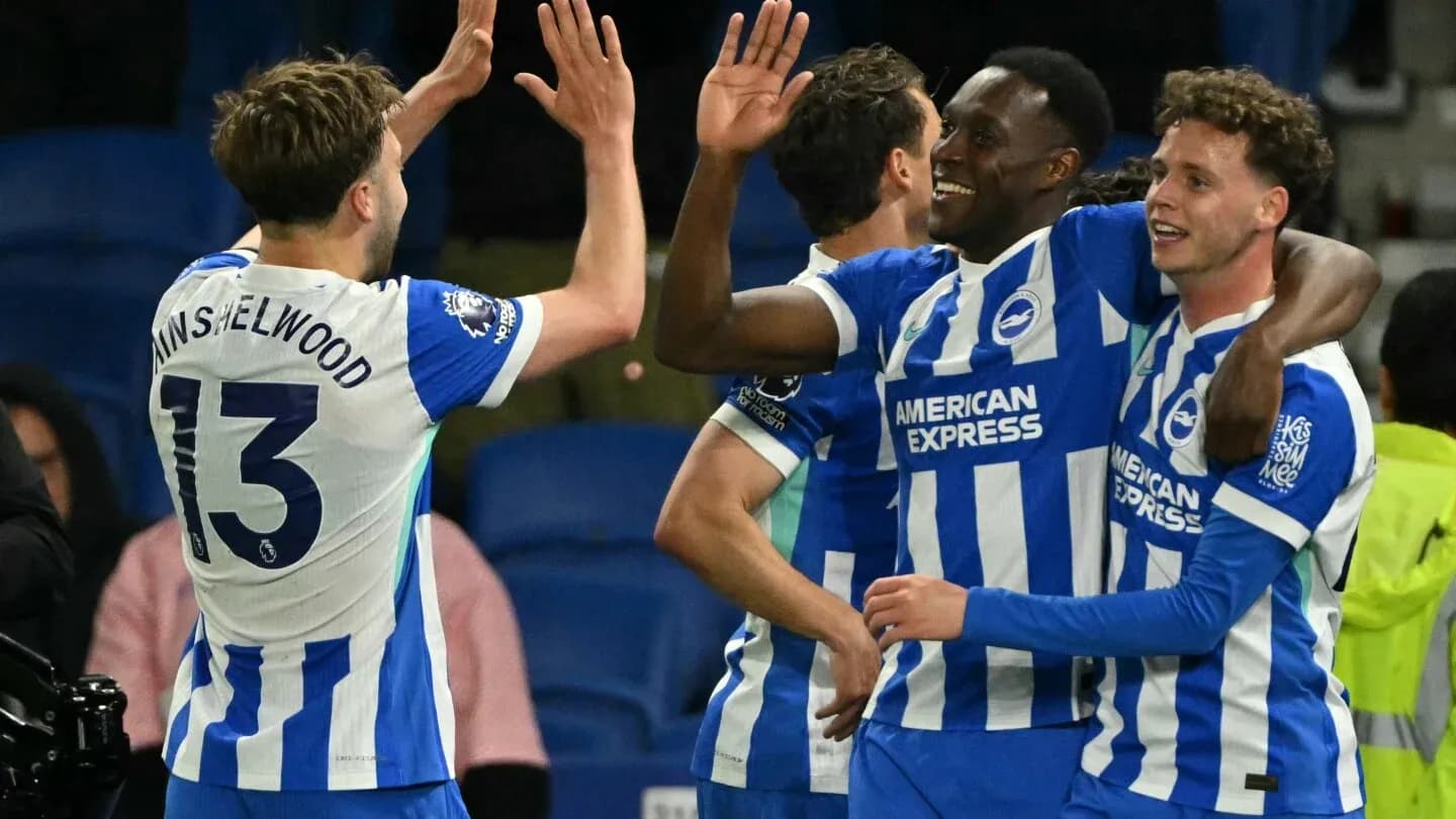Brighton players celebrating a goal