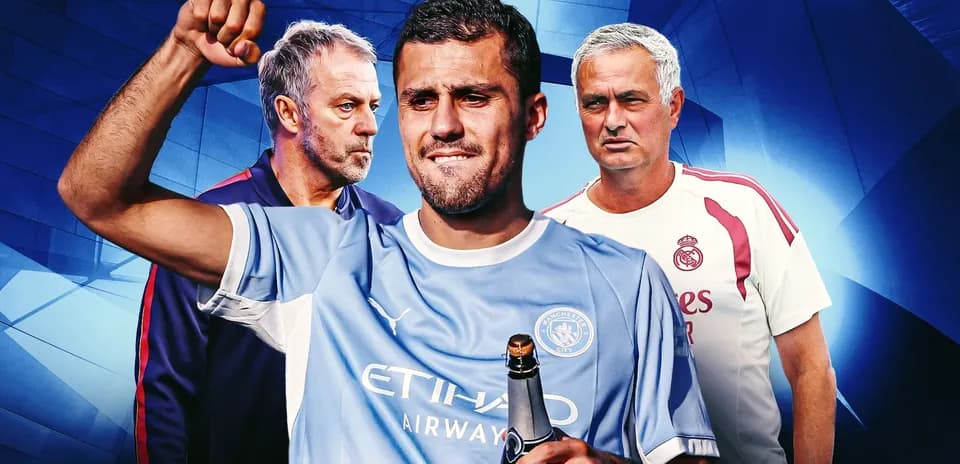 Football player celebrating with champagne, coaches behind