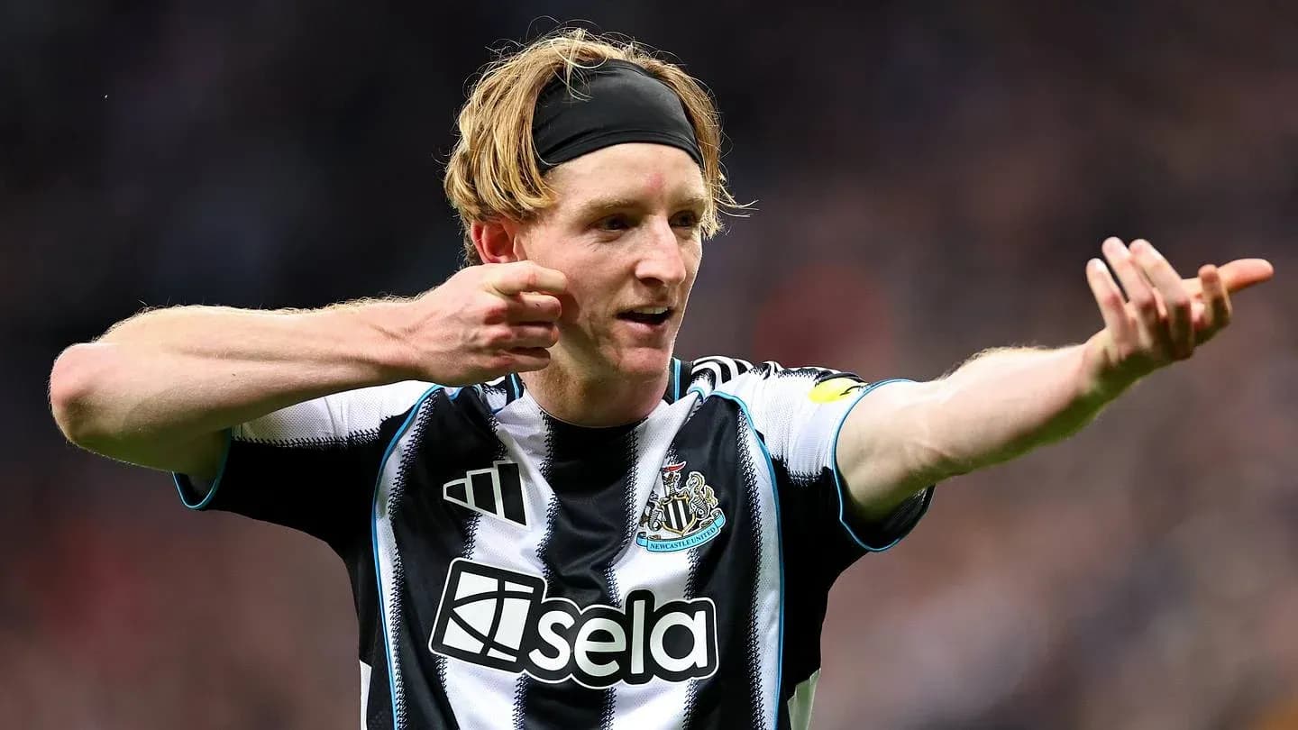 Newcastle player gesturing during match action