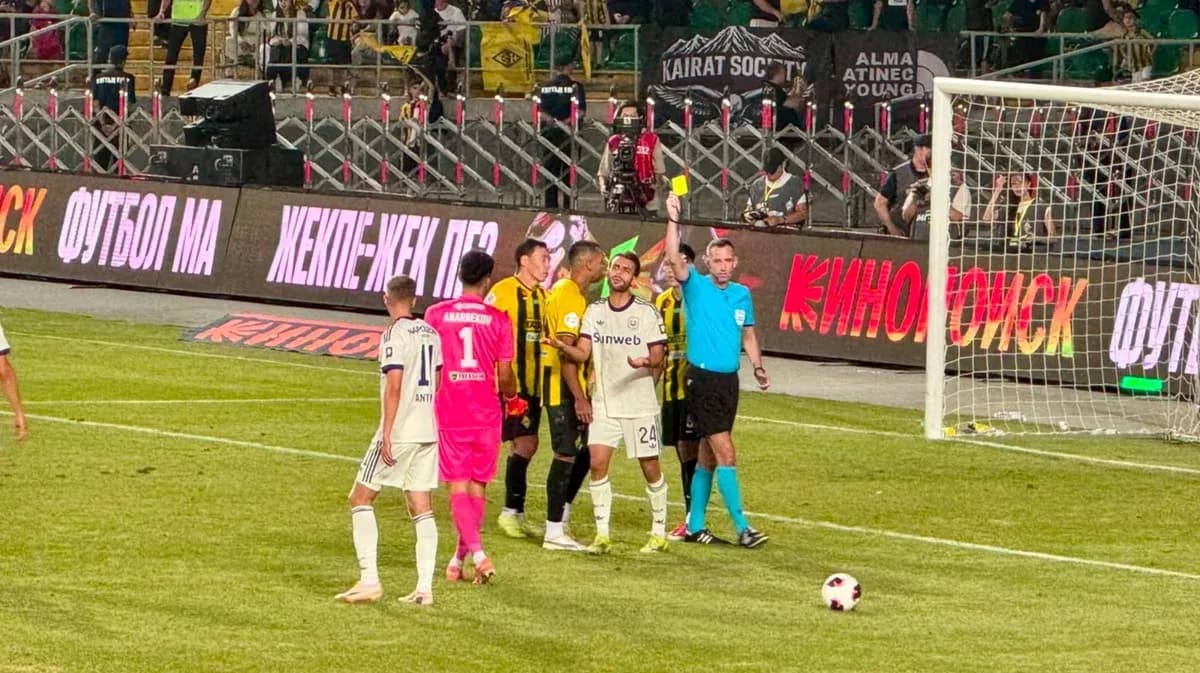 Players and referee during Anderlecht vs Kairat match Players and referee during Anderlecht vs Kairat match