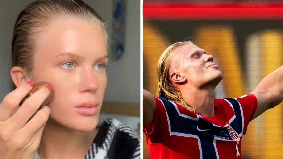 Person applying makeup next to celebrating football player Person applying makeup next to celebrating football player