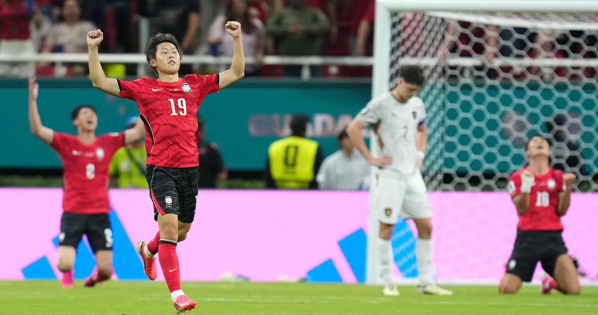 South Korea player celebrating during football match South Korea player celebrating during football match