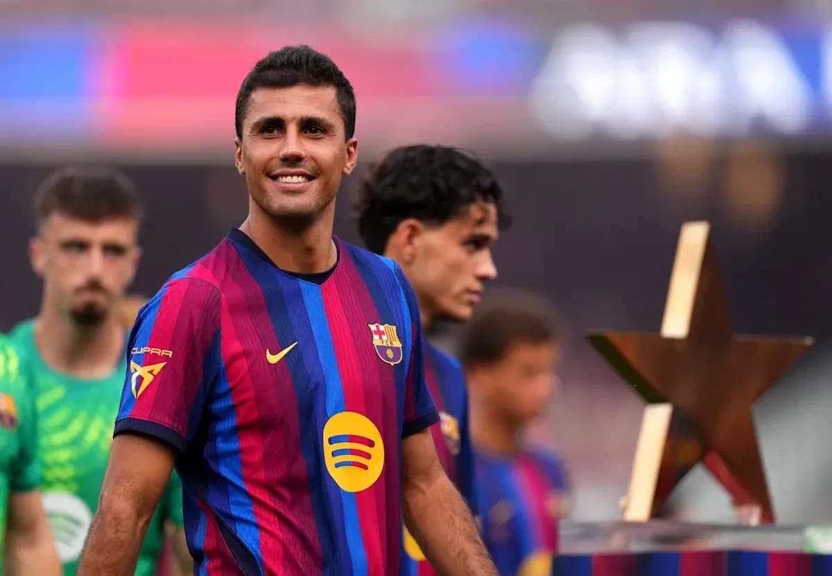Barcelona player smiling during pre-match ceremony Barcelona player smiling during pre-match ceremony