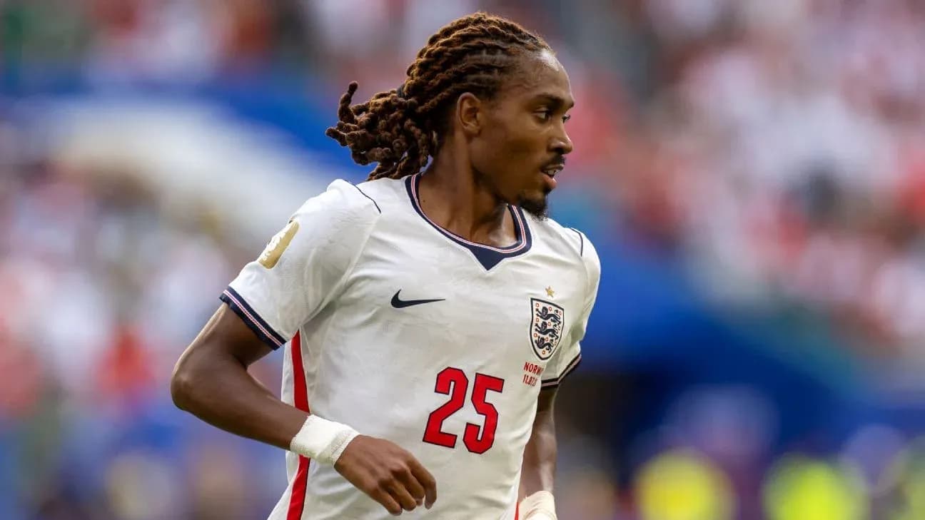 Player wearing England jersey during a match Player wearing England jersey during a match
