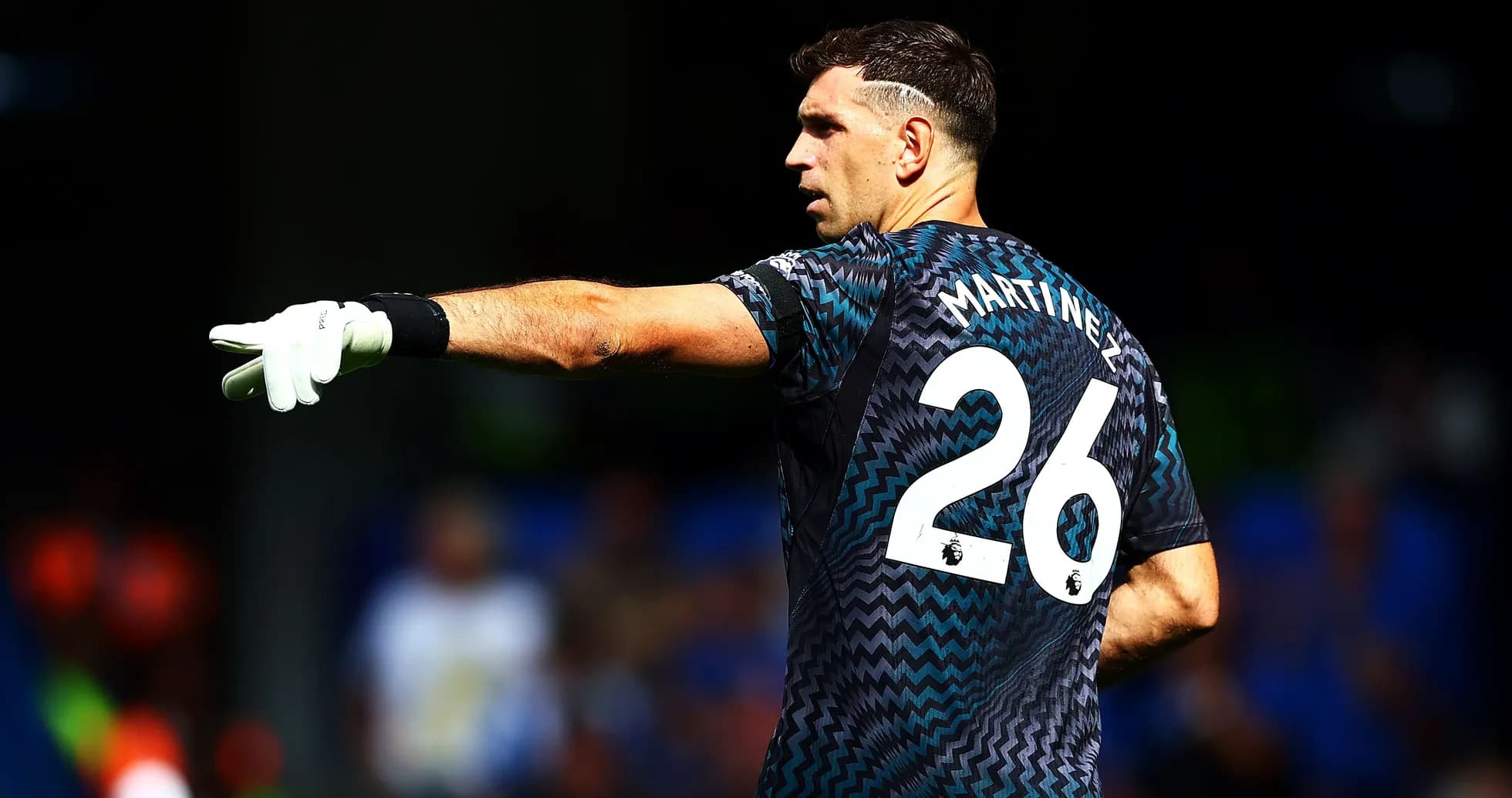 Goalkeeper pointing during match action Goalkeeper pointing during match action