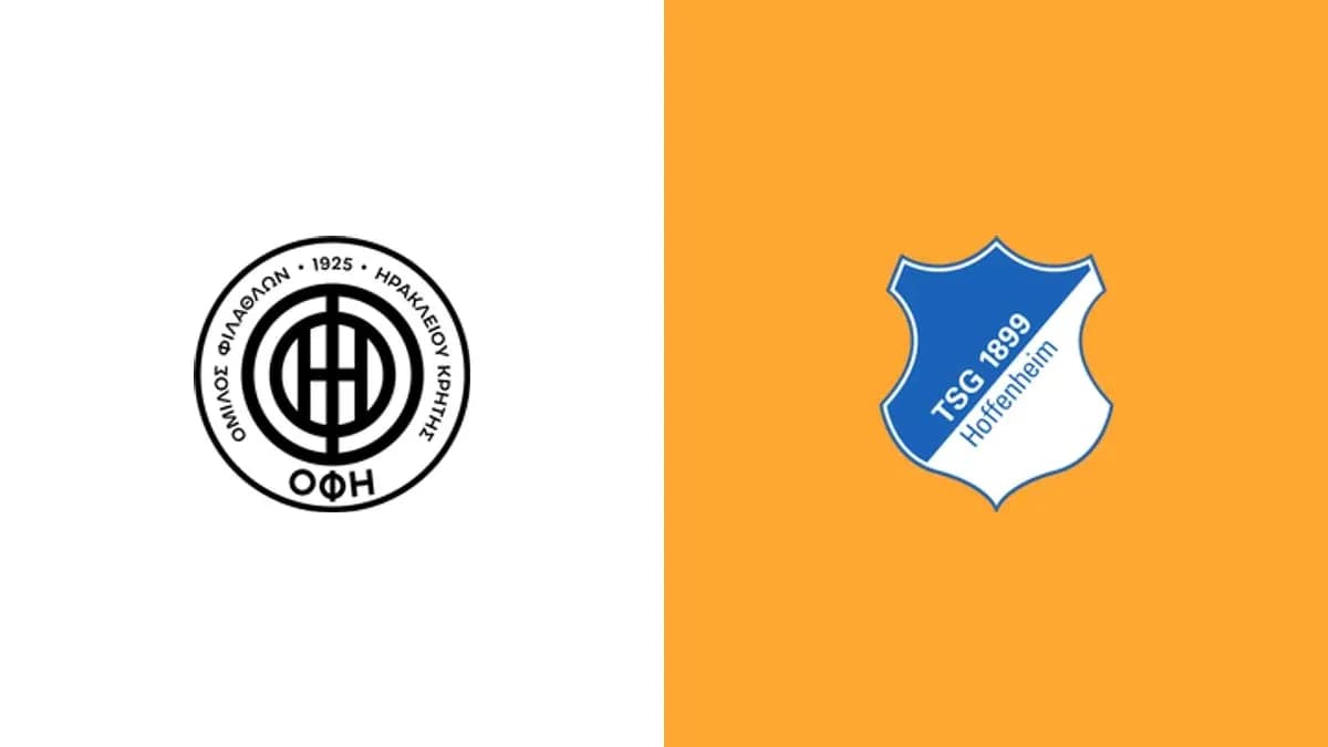 Logos of OFI Crete and TSG Hoffenheim Logos of OFI Crete and TSG Hoffenheim