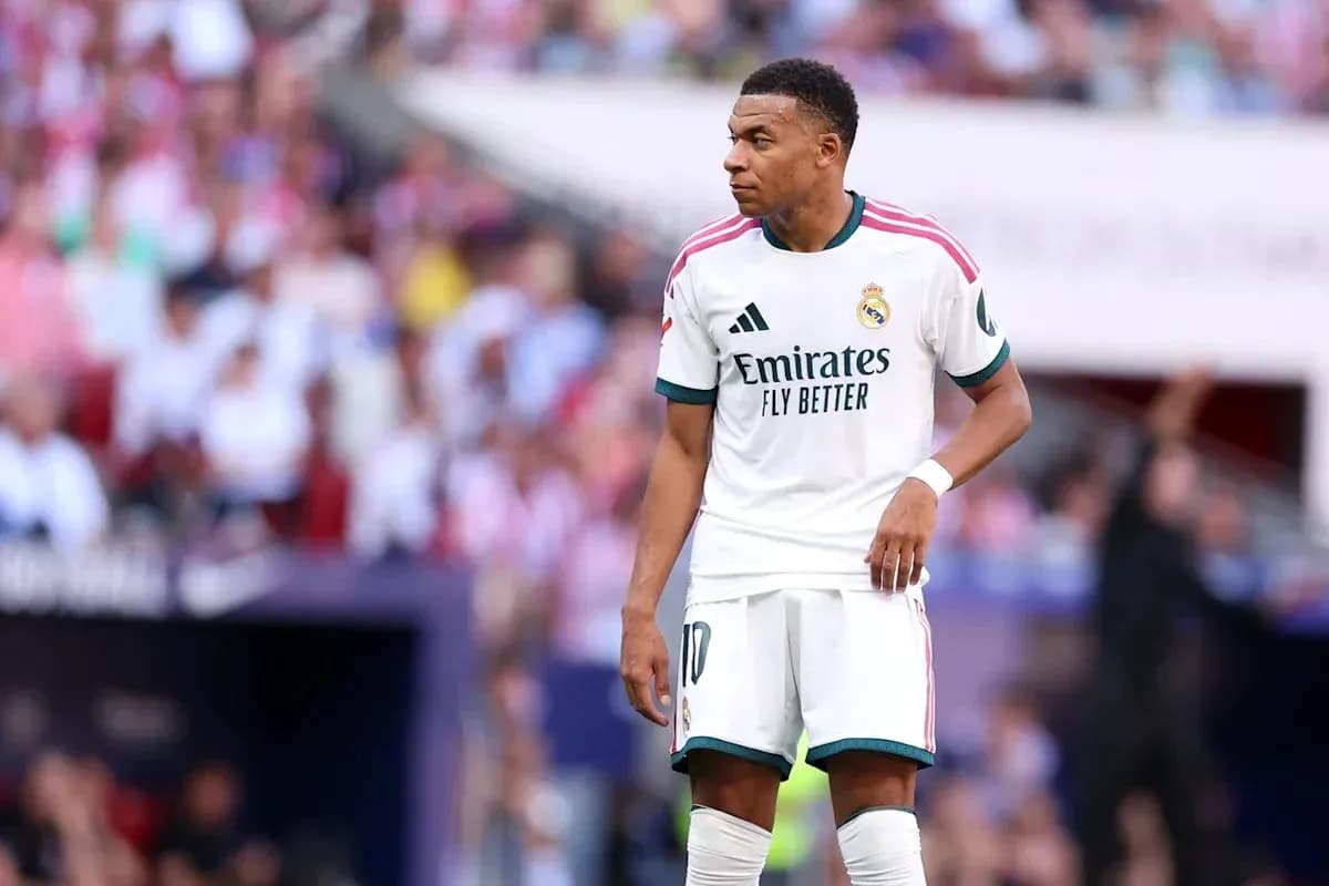 Kylian Mbappé in Real Madrid kit during match Kylian Mbappé in Real Madrid kit during match
