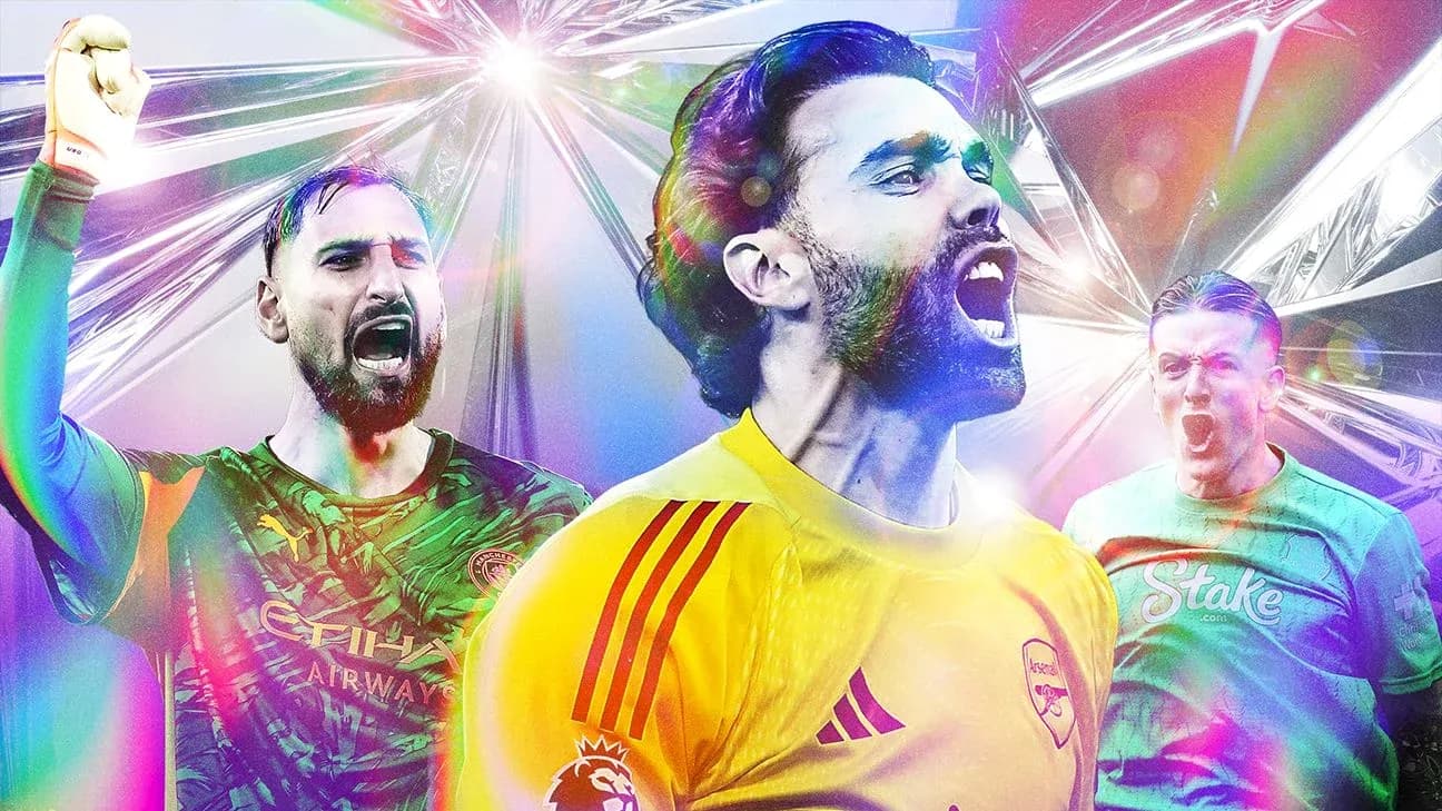 Three goalkeepers celebrating during a match Three goalkeepers celebrating during a match