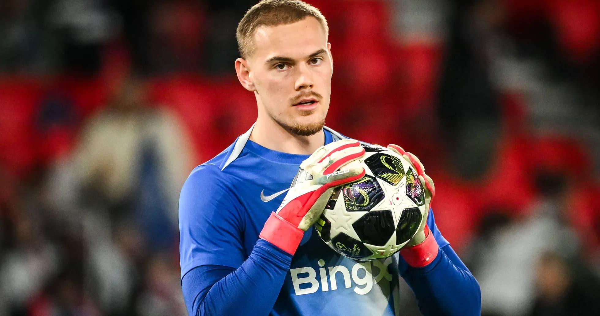 Goalkeeper holding ball before the match Goalkeeper holding ball before the match