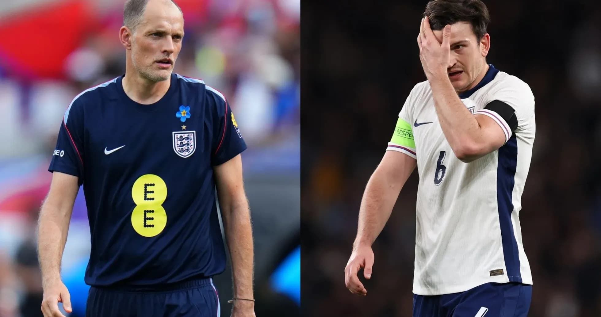 Two England football players during a match Two England football players during a match