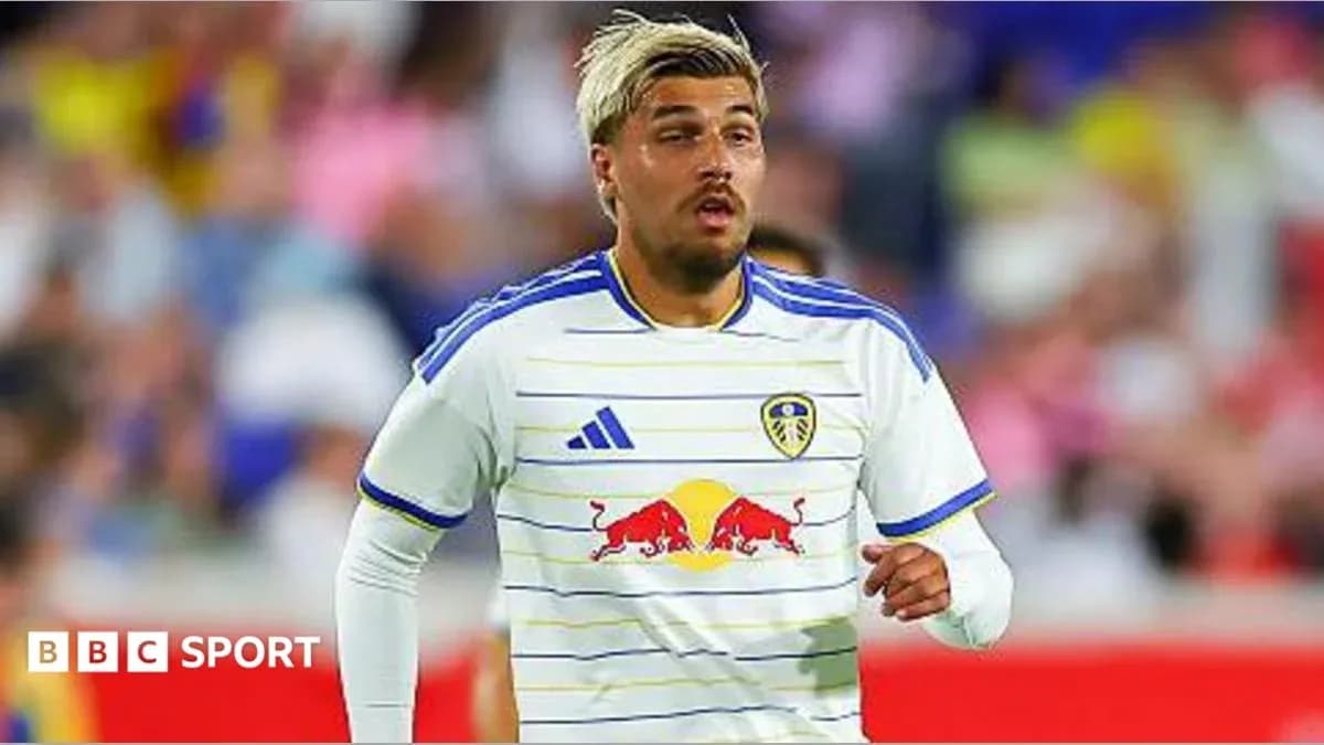 Player in Leeds United jersey during match Player in Leeds United jersey during match