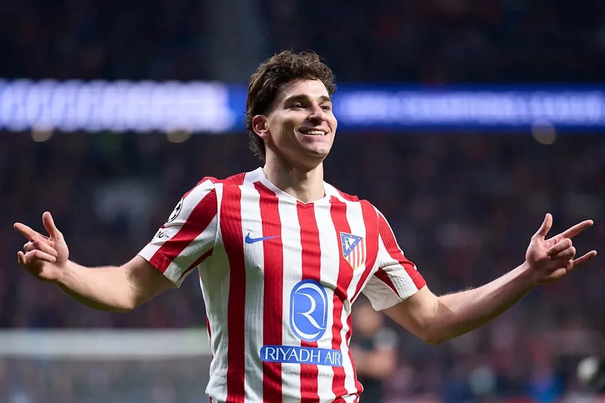 Player celebrating after scoring a goal for Atlético Madrid Player celebrating after scoring a goal for Atlético Madrid