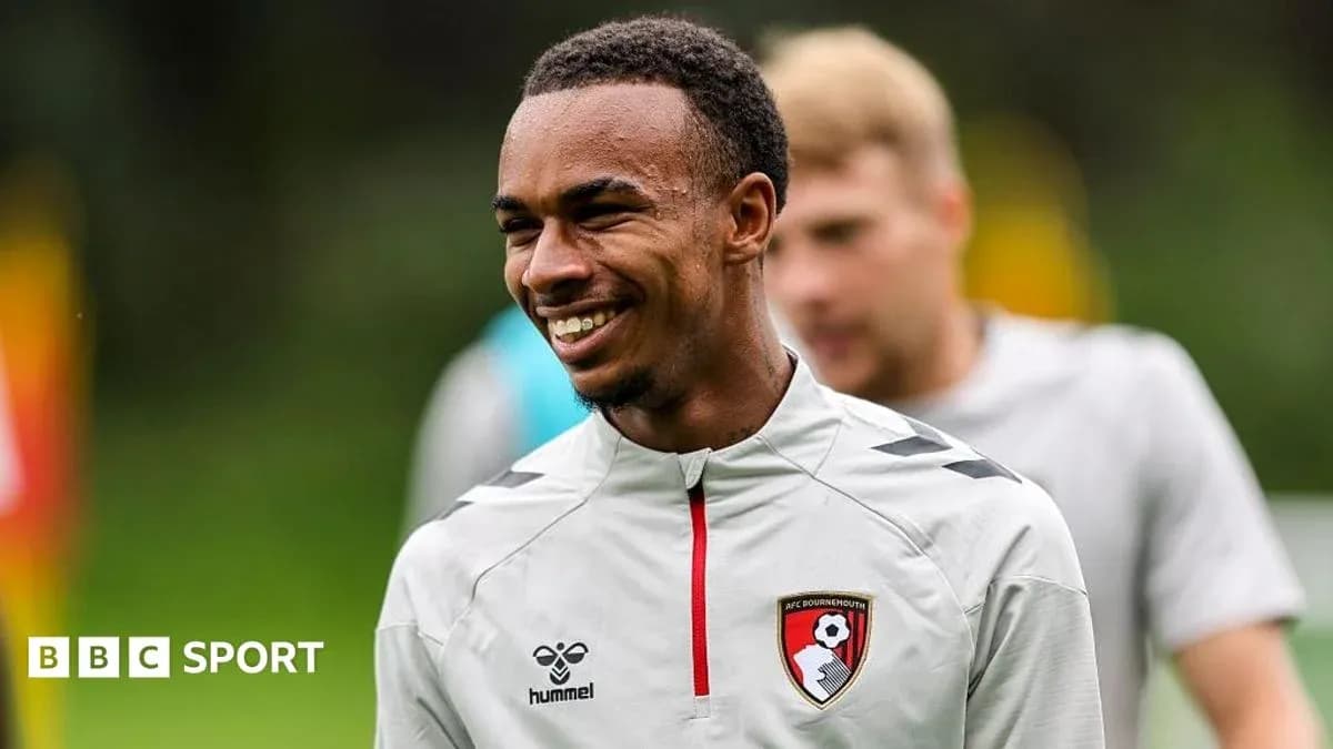 Player smiling during AFC Bournemouth training session Player smiling during AFC Bournemouth training session