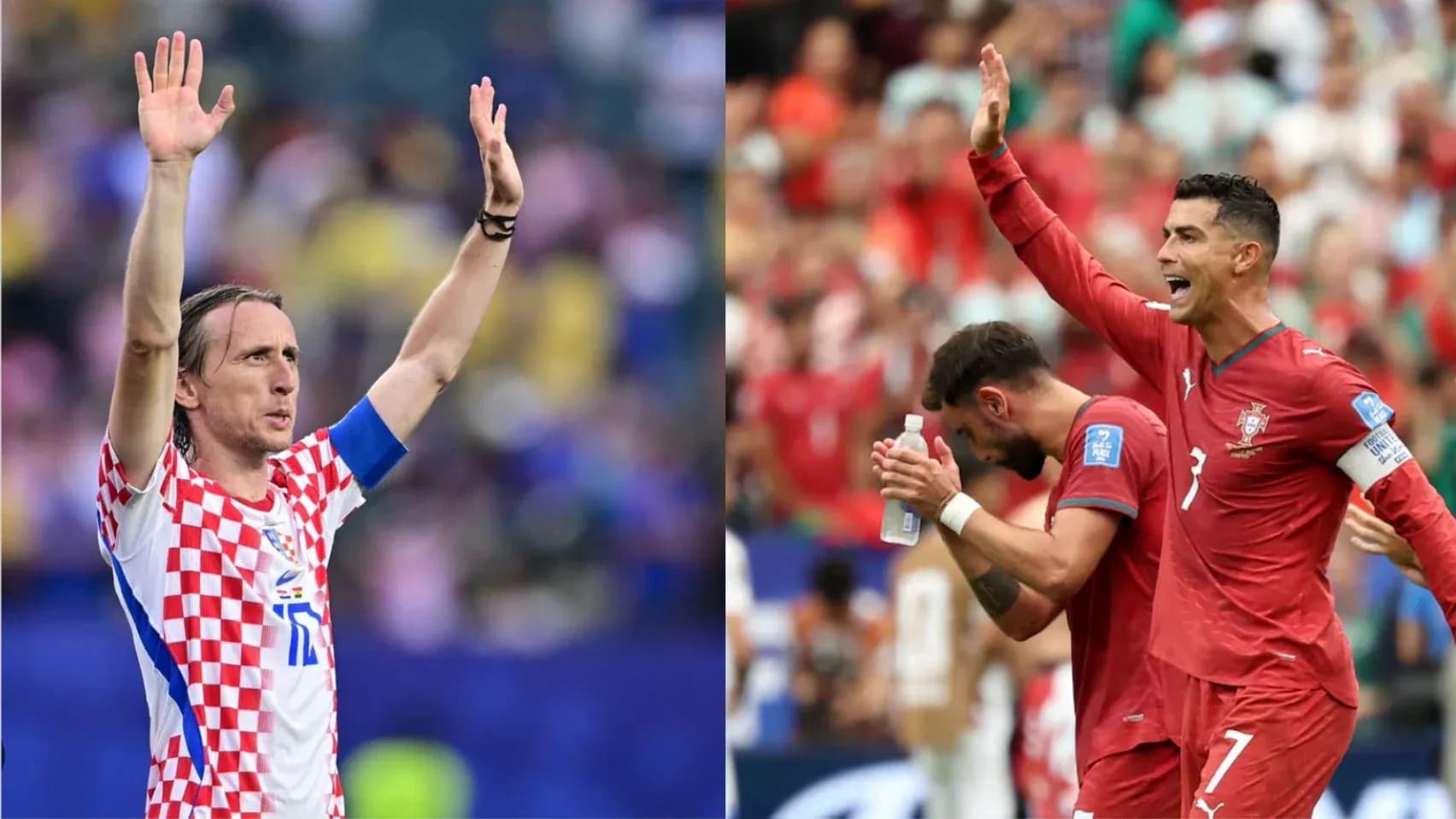 Luka Modric and Cristiano Ronaldo celebrating Luka Modric and Cristiano Ronaldo celebrating