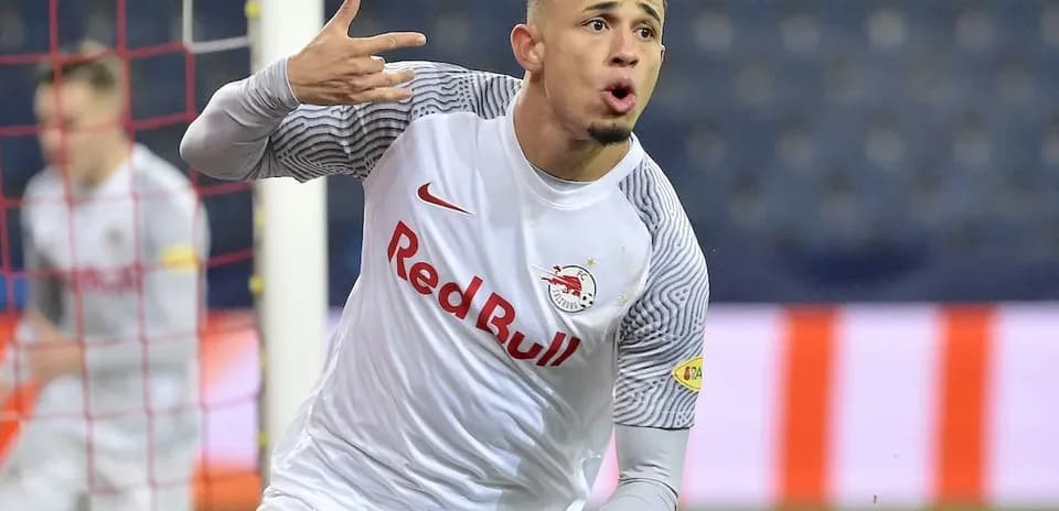 Red Bull Salzburg player celebrating a goal Red Bull Salzburg player celebrating a goal
