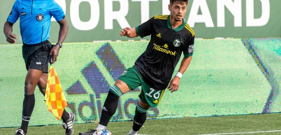 Player 16 of Portland Timbers II in action Player 16 of Portland Timbers II in action