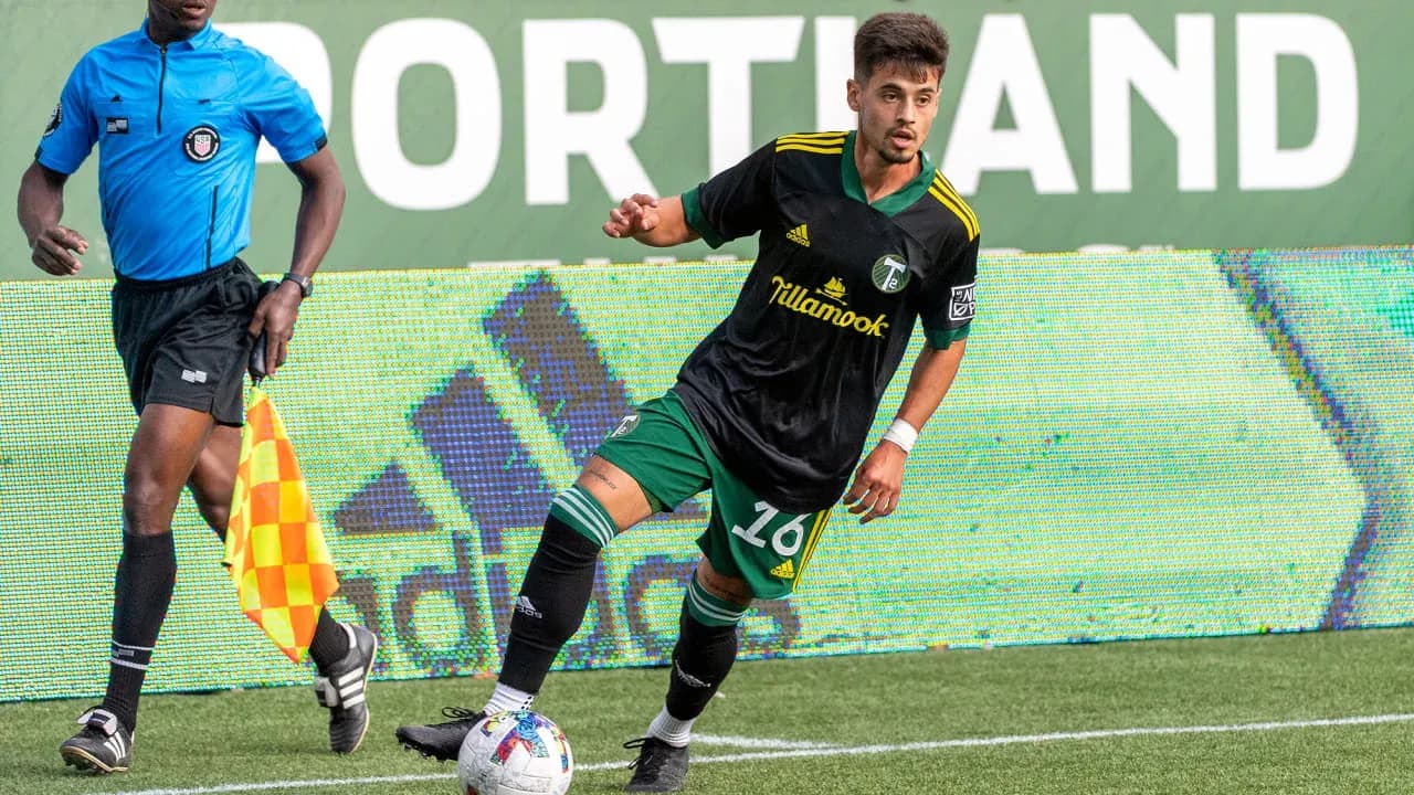 Player 16 of Portland Timbers II in action Player 16 of Portland Timbers II in action
