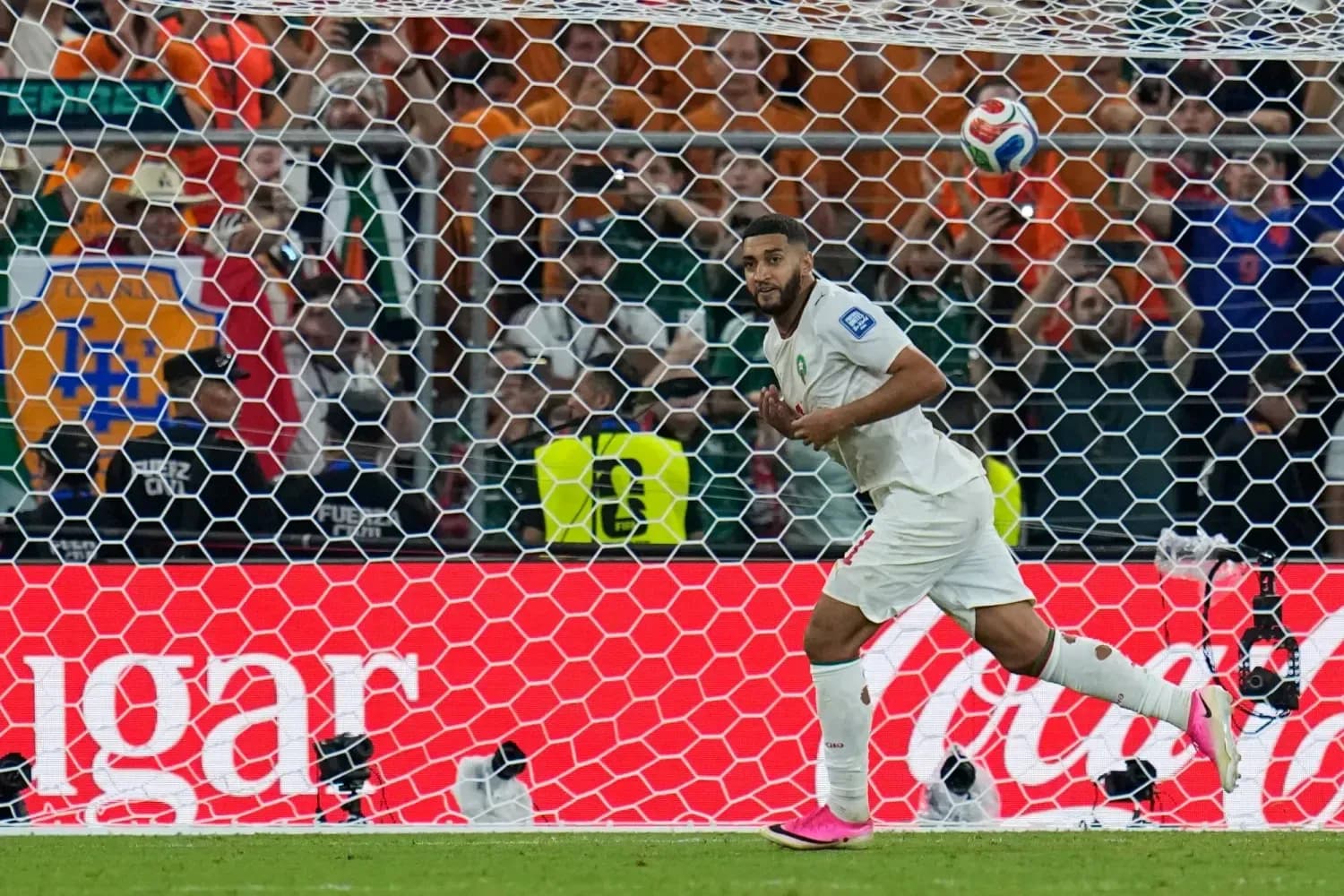 Moroccan player celebrating goal against Canada Moroccan player celebrating goal against Canada