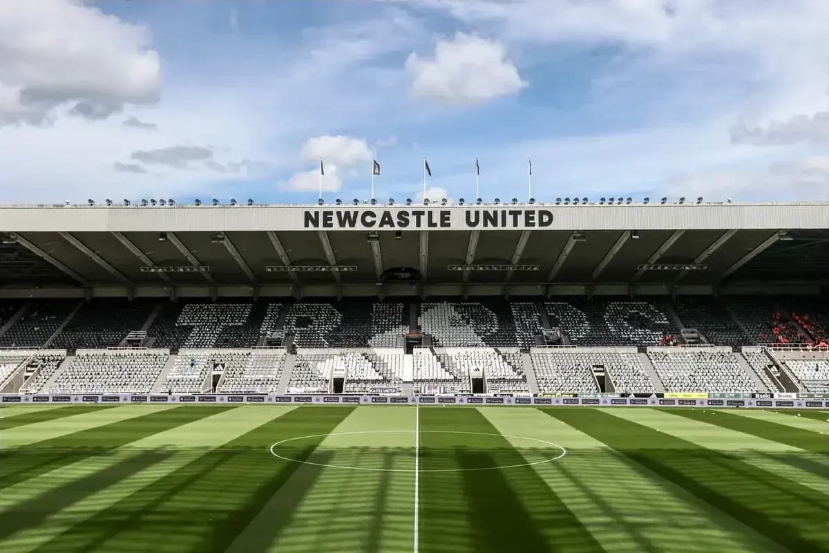 Newcastle United stadium with empty seats and field Newcastle United stadium with empty seats and field