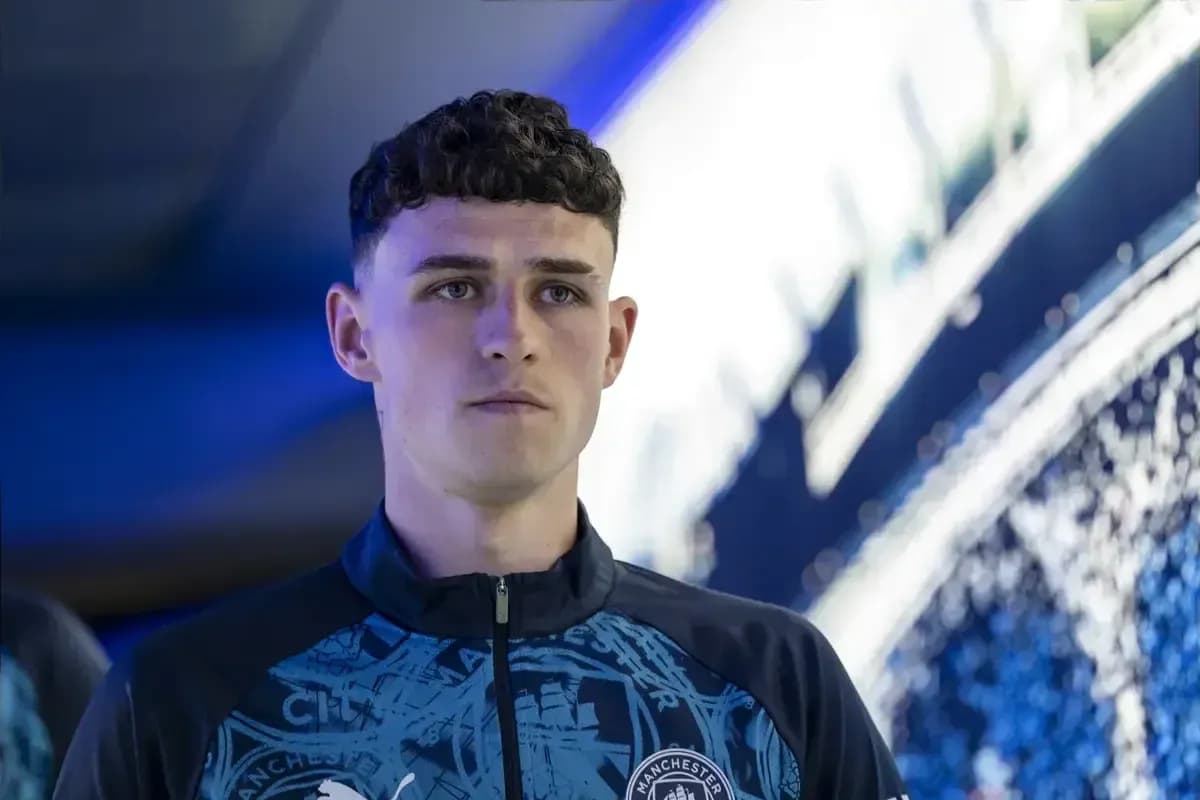 Player in Manchester City training kit indoors Player in Manchester City training kit indoors