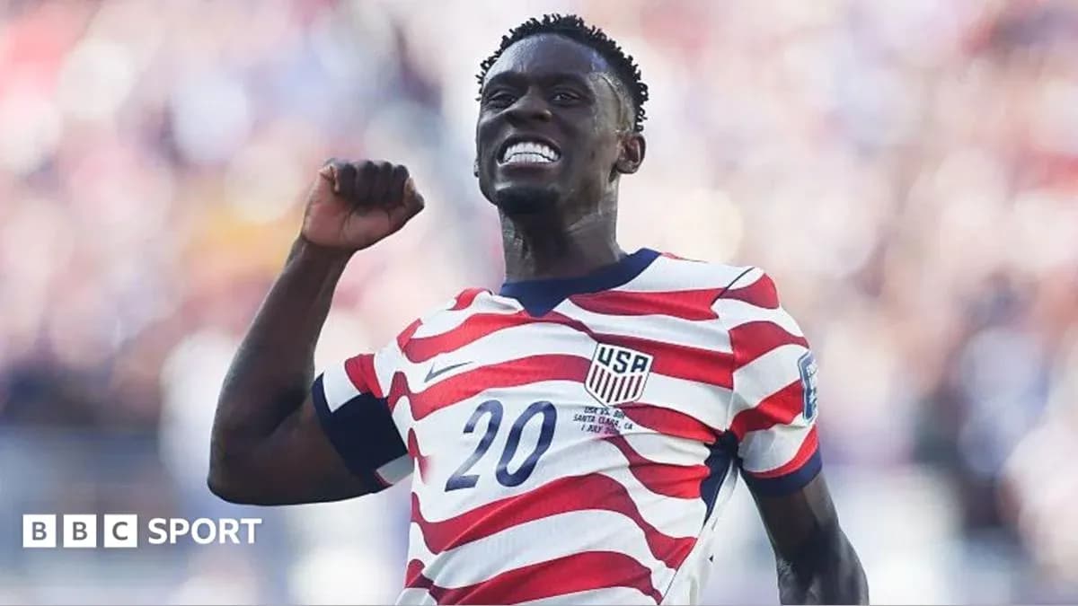 Player celebrating in USA national team jersey Player celebrating in USA national team jersey