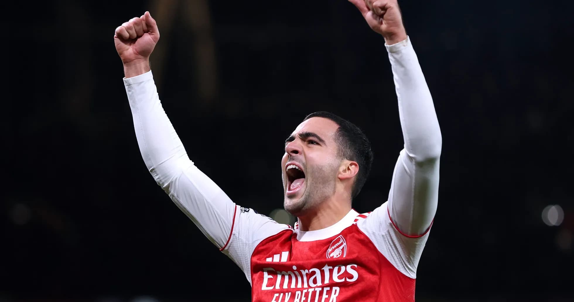 Player celebrating after scoring for Arsenal Player celebrating after scoring for Arsenal
