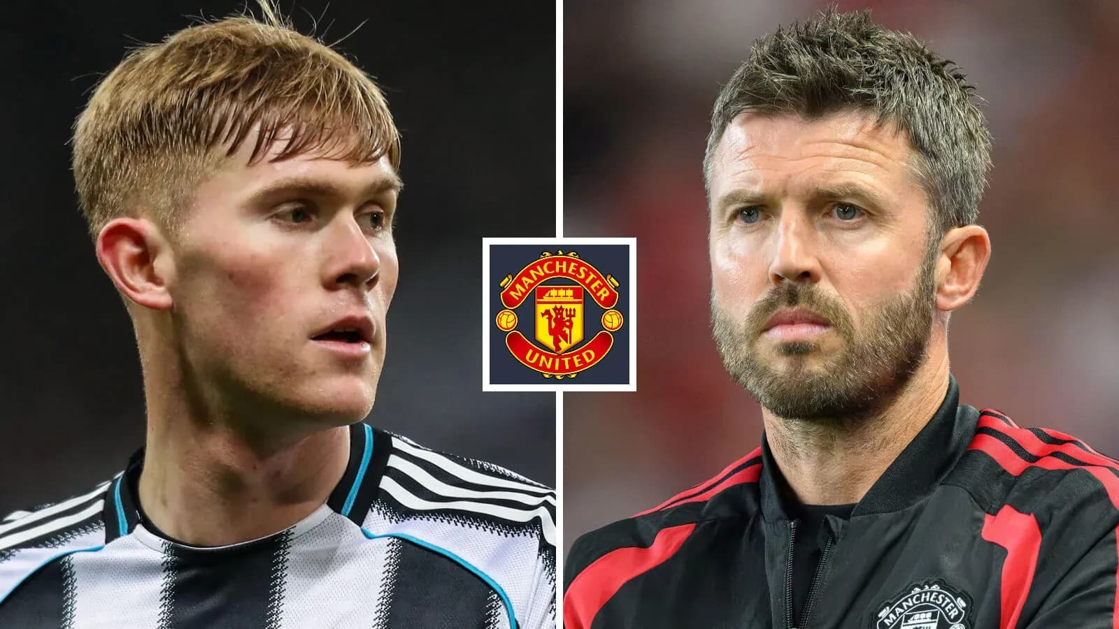 Two football players facing each other with Manchester United logo Two football players facing each other with Manchester United logo