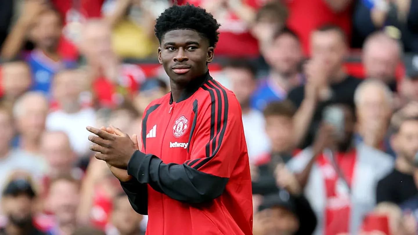 Player in Manchester United kit during warm-up Player in Manchester United kit during warm-up