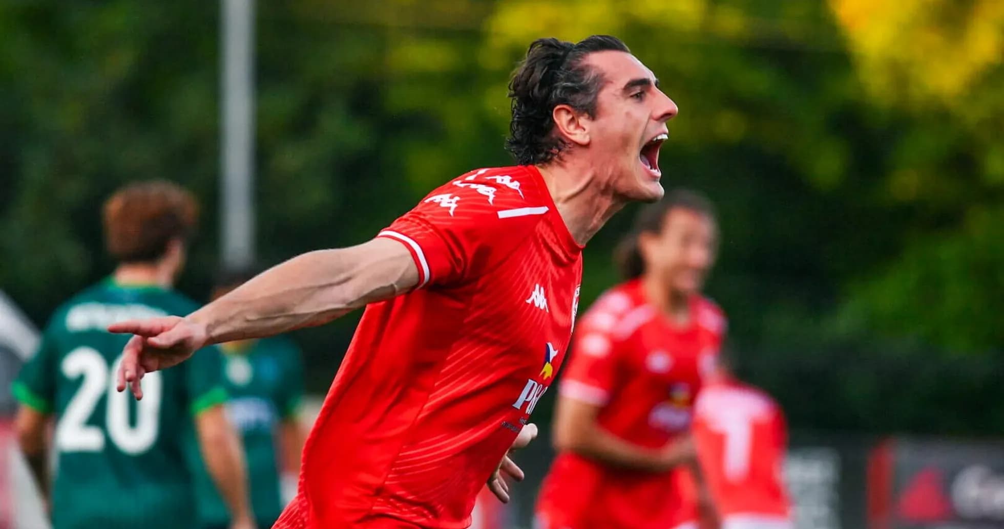 Player celebrating goal during Larne match Player celebrating goal during Larne match