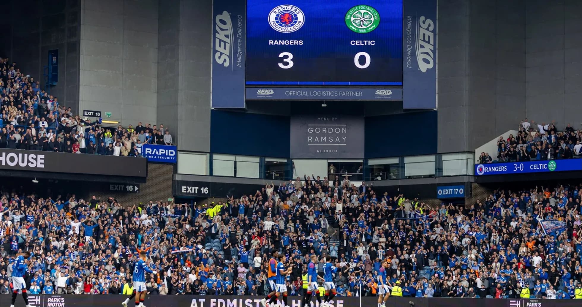 Rangers leading Celtic 3-0 in stadium match Rangers leading Celtic 3-0 in stadium match