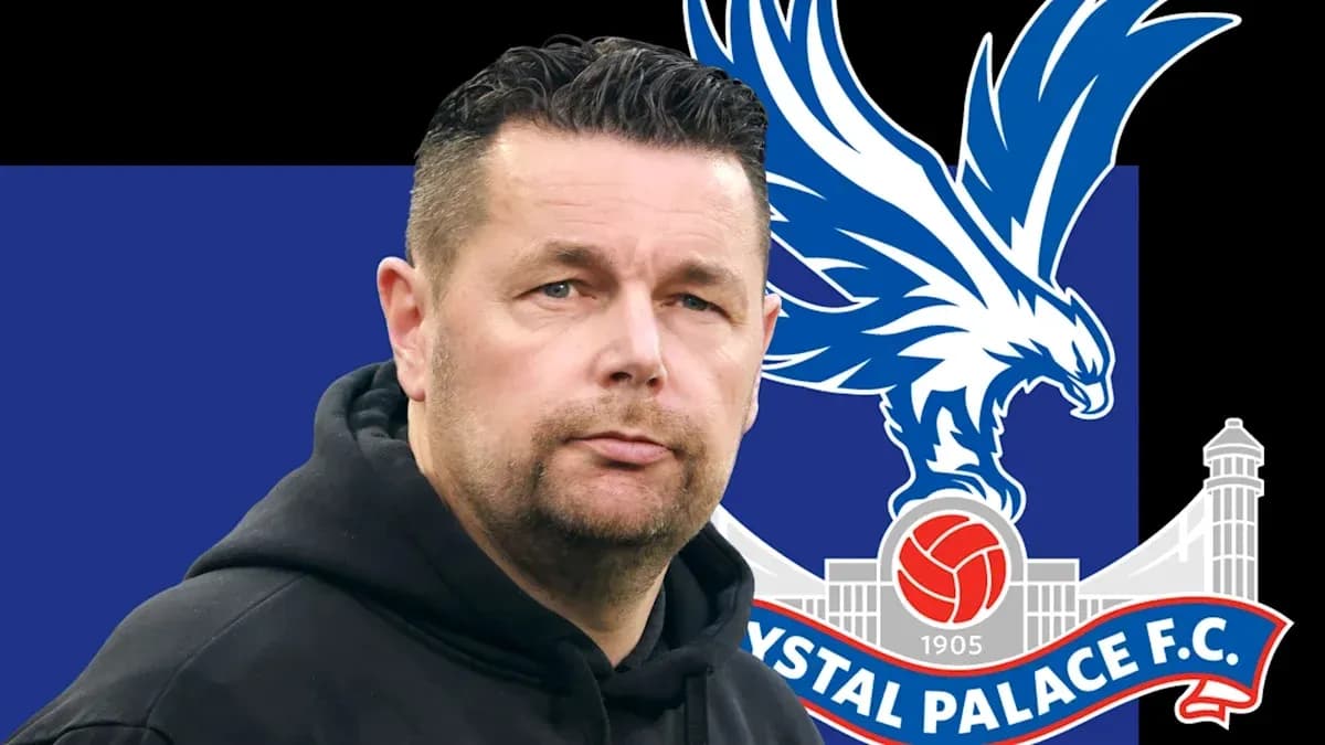 Man in hoodie with Crystal Palace logo background Man in hoodie with Crystal Palace logo background