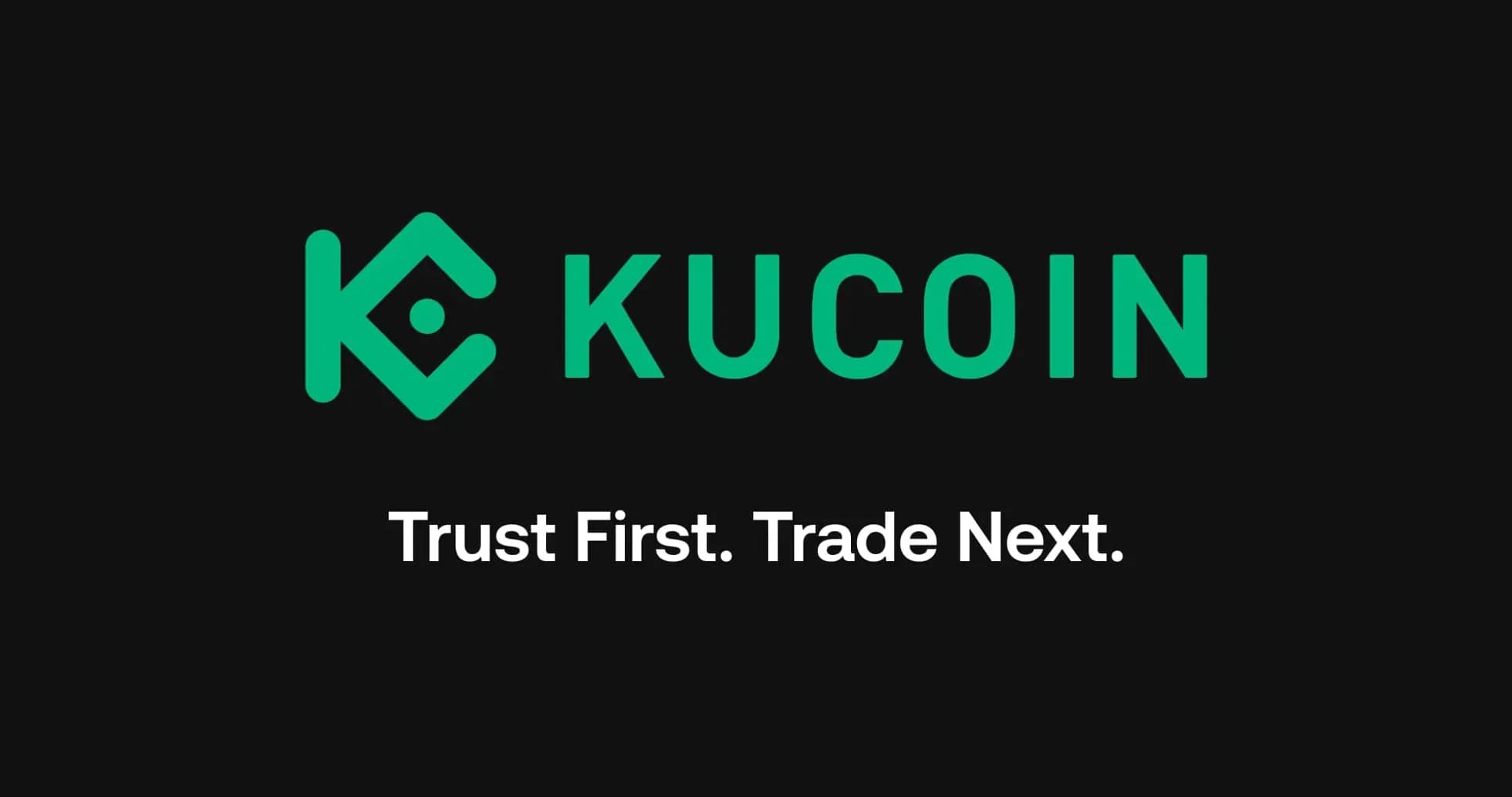 KuCoin logo with tagline on black background KuCoin logo with tagline on black background