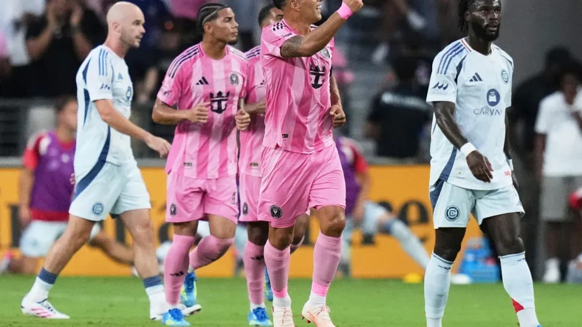 Miami players celebrating during a match against Chicago Miami players celebrating during a match against Chicago