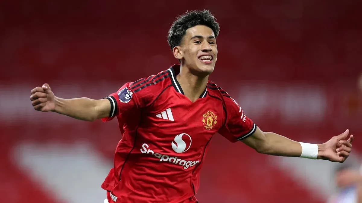 Player celebrating in Manchester United jersey Player celebrating in Manchester United jersey