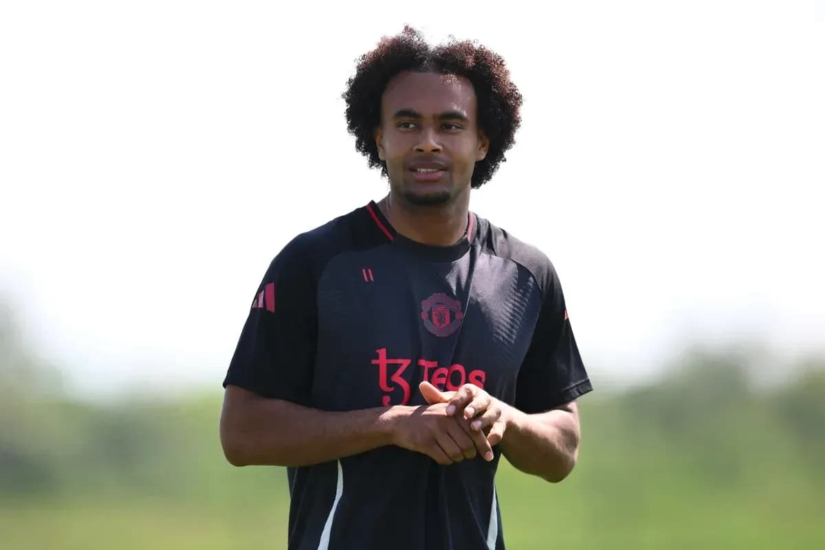 Player in Manchester United training kit outdoors Player in Manchester United training kit outdoors