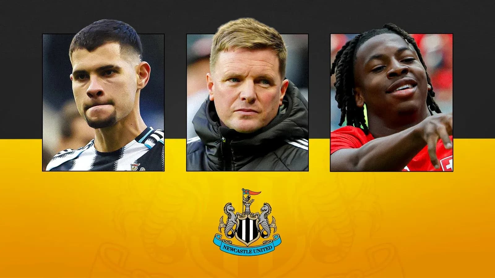 Three individuals associated with Newcastle United Three individuals associated with Newcastle United