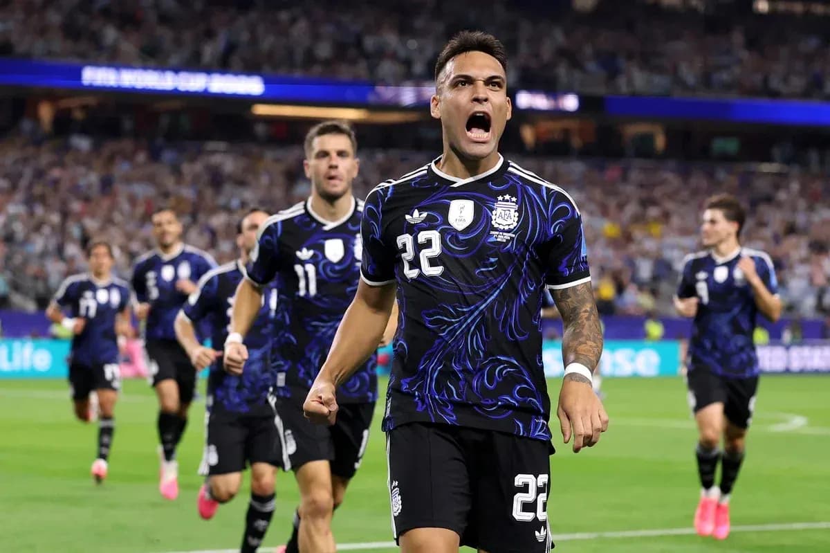 Argentinian players celebrating a goal on the field Argentinian players celebrating a goal on the field
