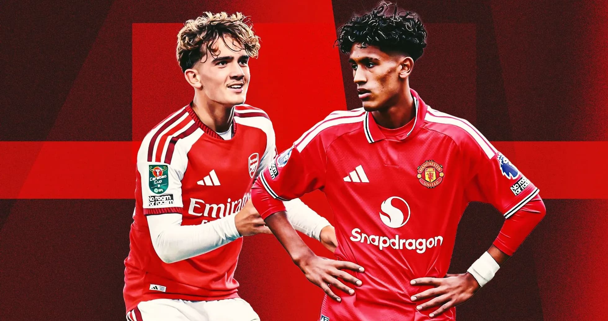 Players from Arsenal and Manchester United in jerseys Players from Arsenal and Manchester United in jerseys