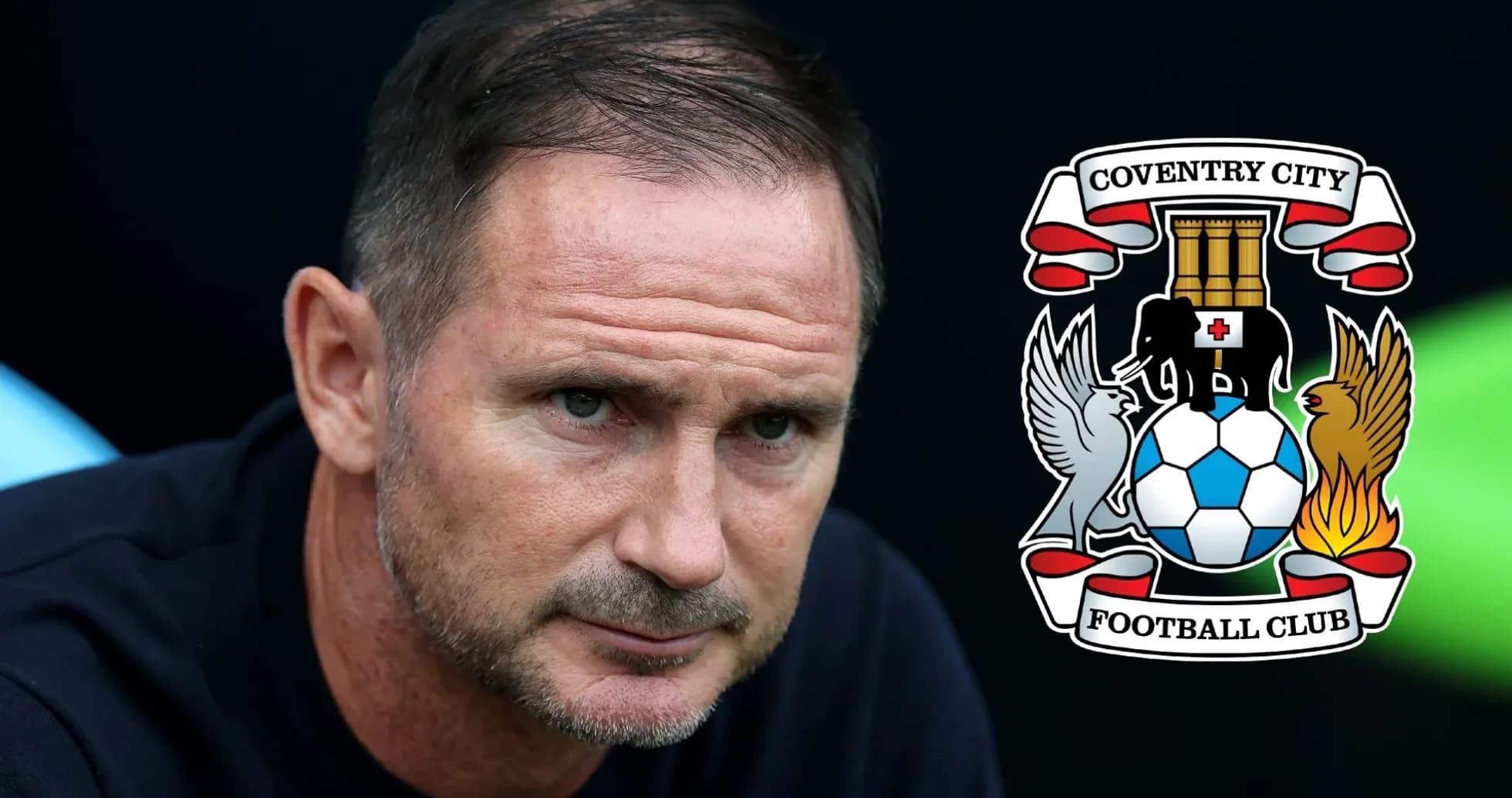 Close-up of manager with Coventry City logo Close-up of manager with Coventry City logo