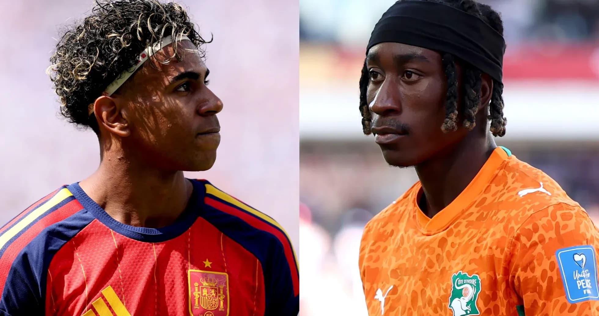 Two players from Spain and Ivory Coast facing each other Two players from Spain and Ivory Coast facing each other